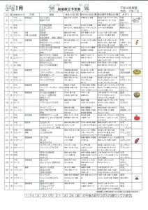 給食献立予定表1月