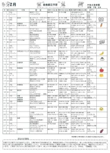 給食献立予定表2月